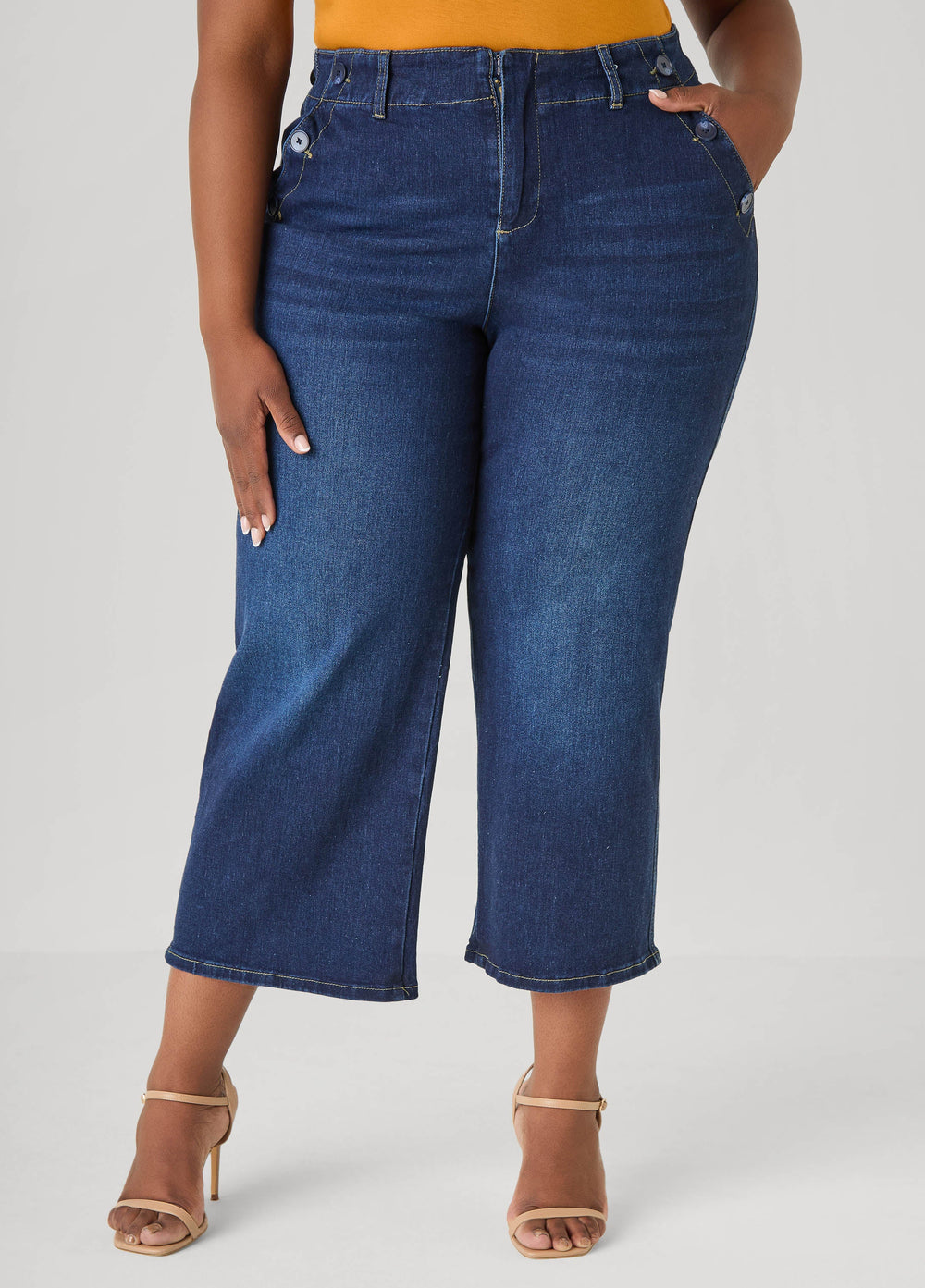 Denim Sailor Capris Dk Wash | Ashley Stewart
