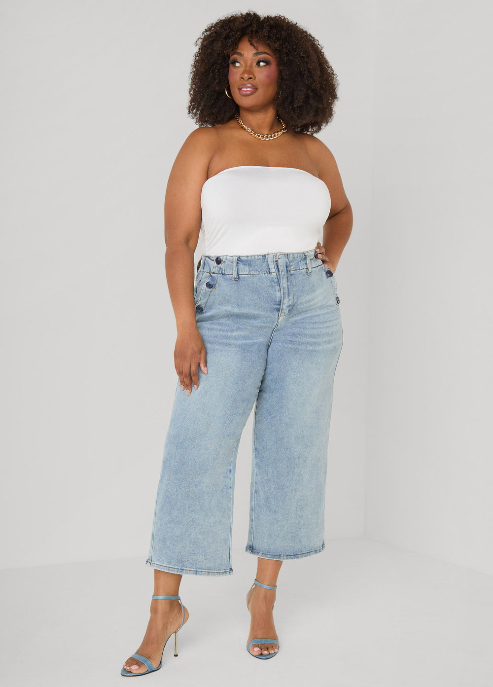 Denim Sailor Capris Dk Wash | Ashley Stewart