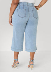 Braided Chambray Capris Denim | Ashley Stewart
