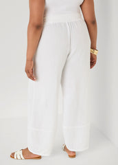 Textured Cotton Gauze Pants White | Ashley Stewart