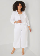 Pleated Wide Leg Capris White | Ashley Stewart