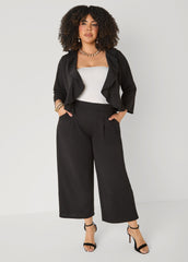 Pleated Wide Leg Capris White | Ashley Stewart