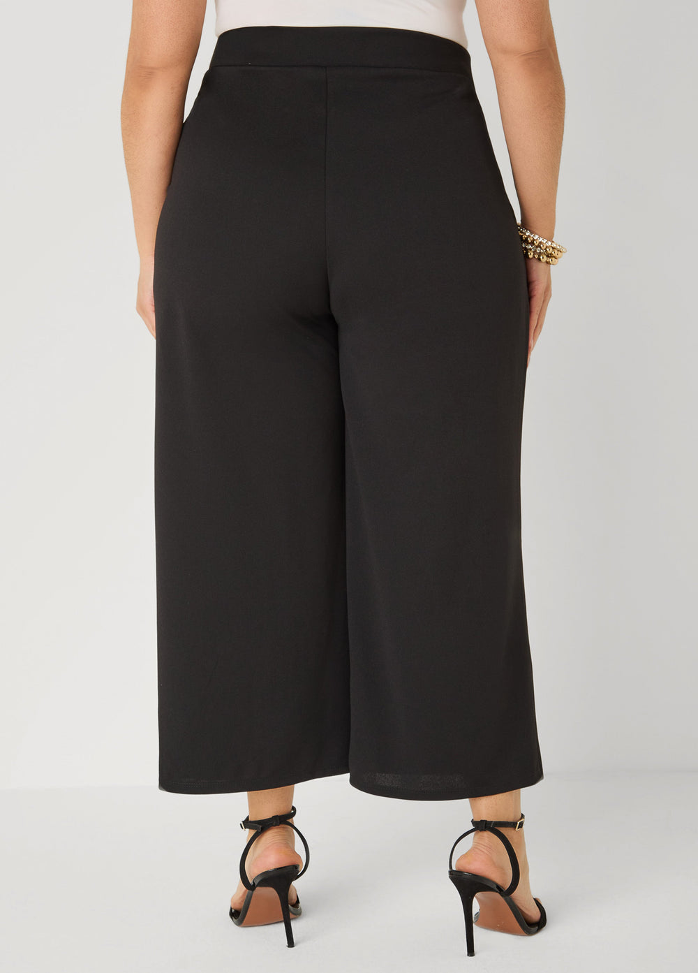 Pleated Wide Leg Capris White | Ashley Stewart