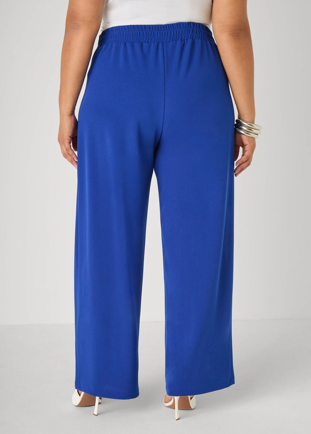 Pleated Wide Leg Pants Royal Blue | Ashley Stewart