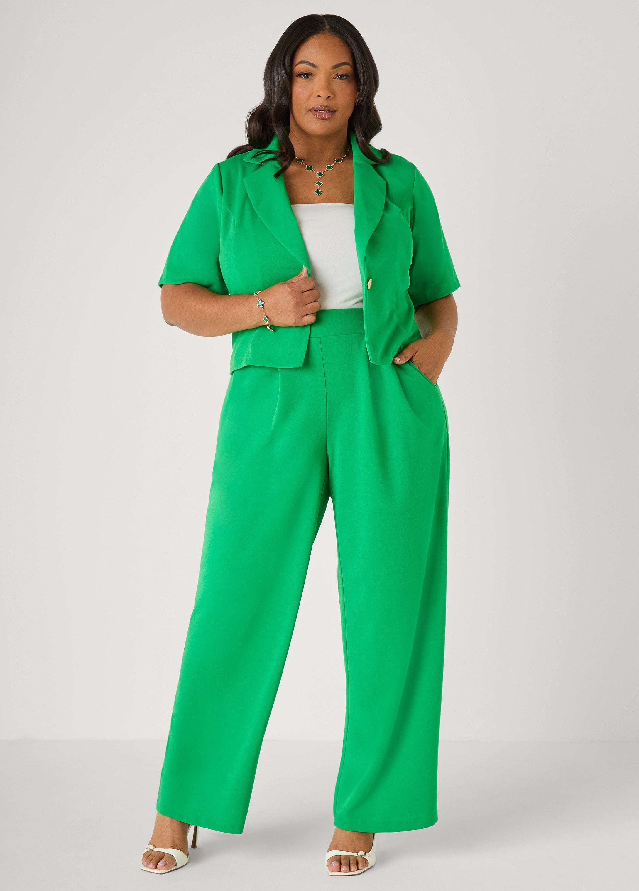 Pleated Wide Leg Pants Royal Blue | Ashley Stewart