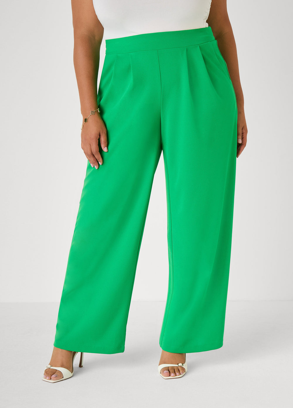 Pleated Wide Leg Pants Royal Blue | Ashley Stewart