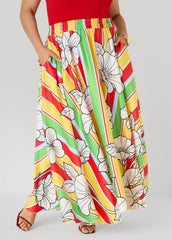 Floral Satin Maxi Skirt Primrose Yellow | Ashley Stewart