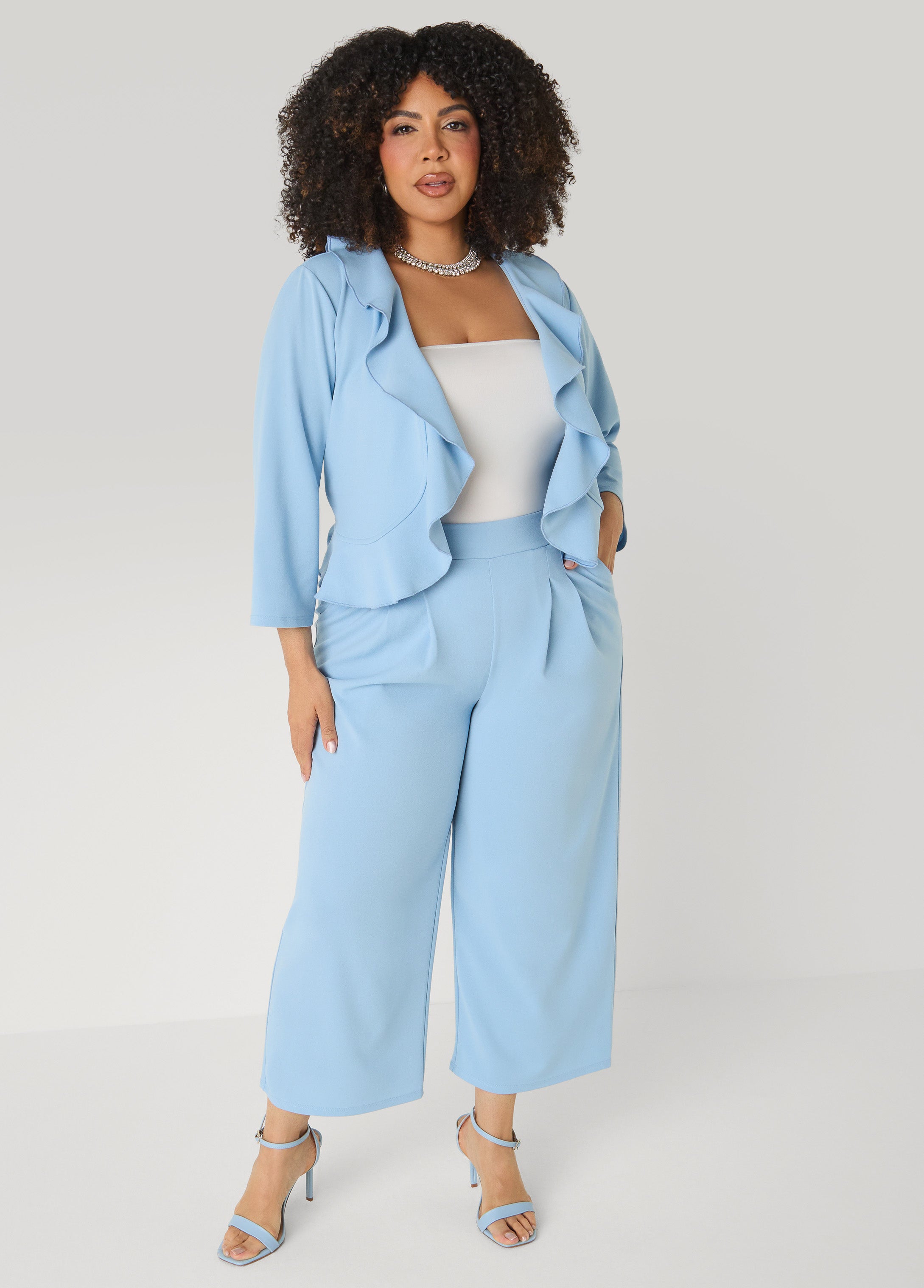 Pleat Detailed Wide Leg Capris Lime Green | Ashley Stewart