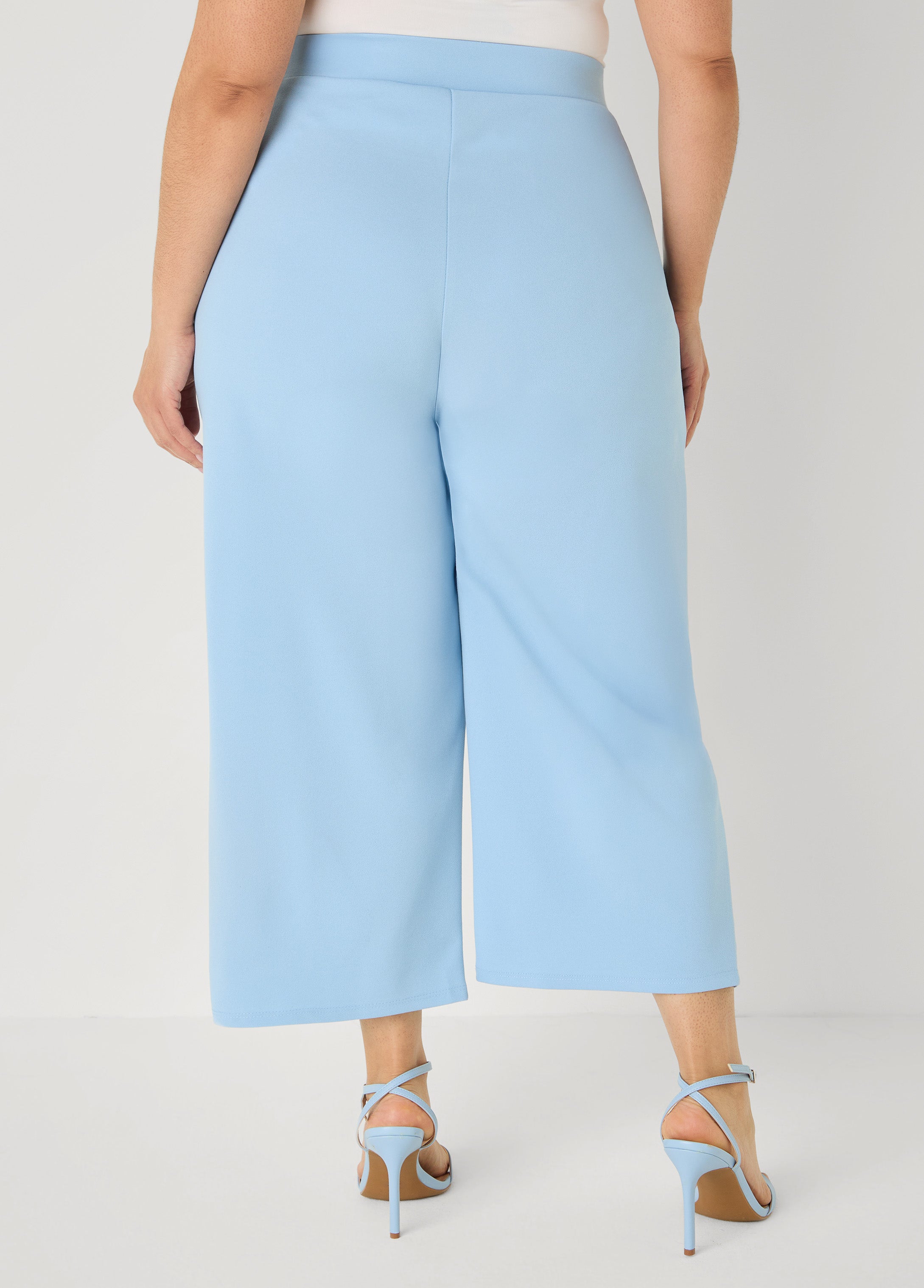 Pleat Detailed Wide Leg Capris Lime Green | Ashley Stewart