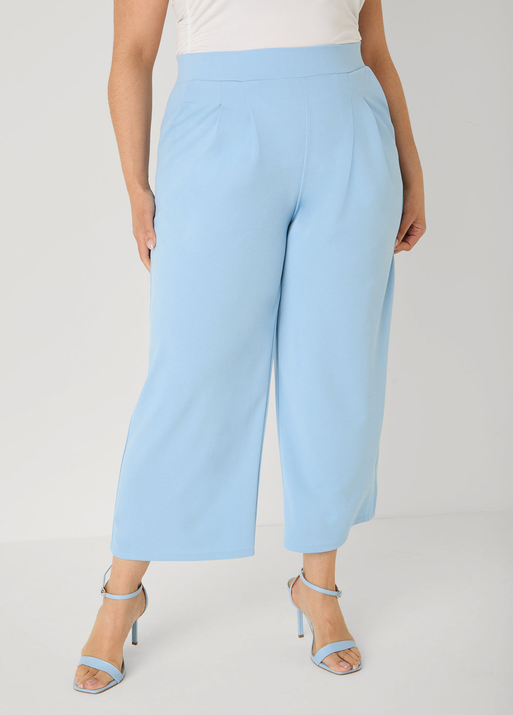 Pleat Detailed Wide Leg Capris Lime Green | Ashley Stewart