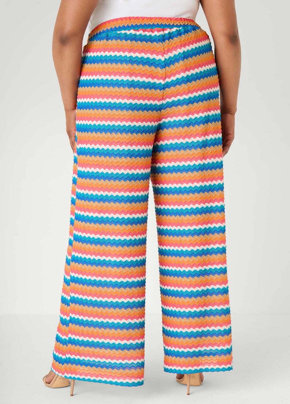 Chevron Knit Wide Leg Pants Caribbean Sea | Ashley Stewart