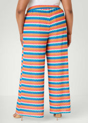 Chevron Knit Wide Leg Pants Caribbean Sea | Ashley Stewart