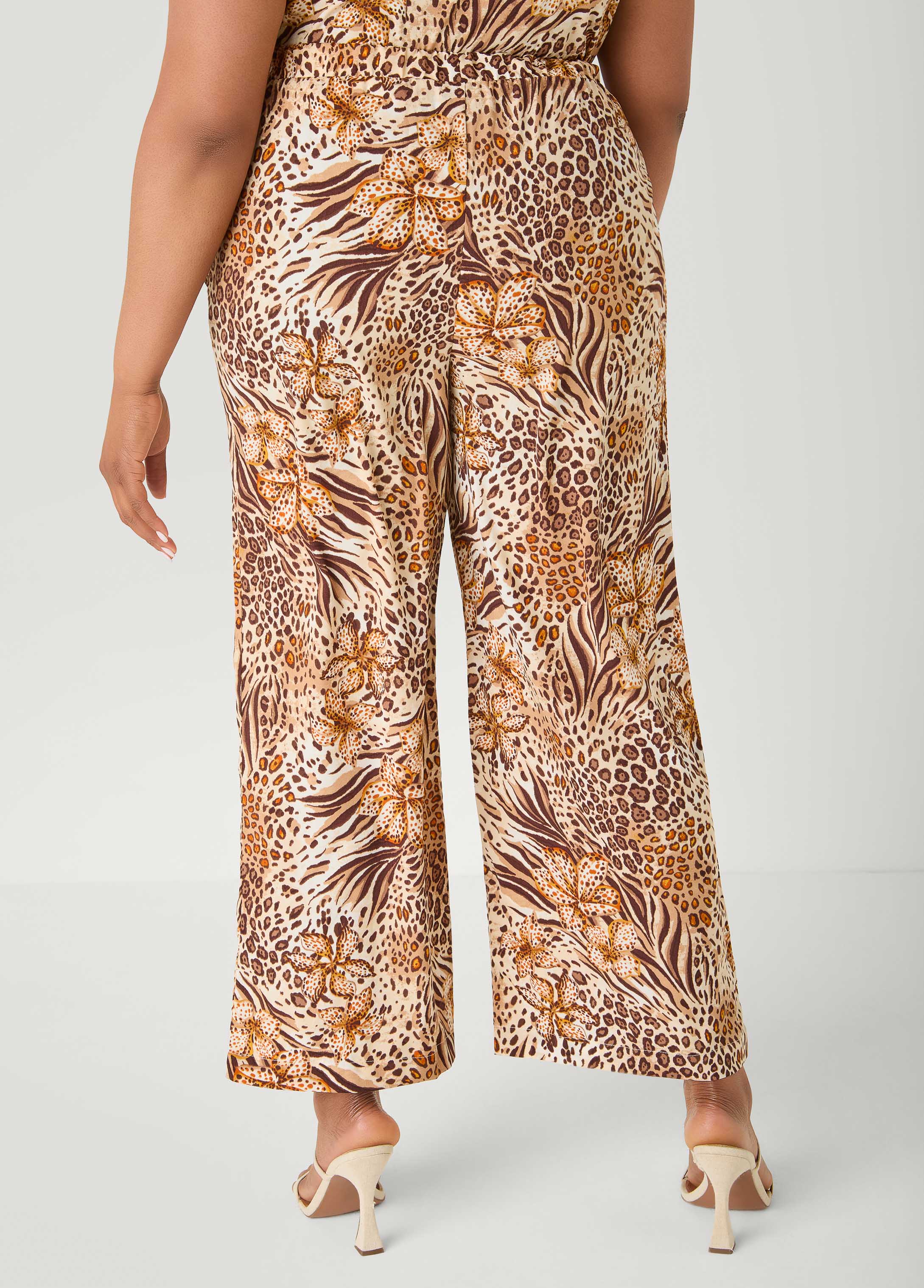 Printed Pull On Pants Blue | Ashley Stewart