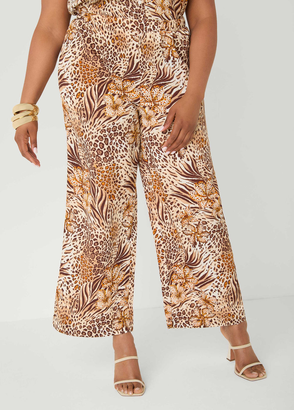 Printed Pull On Pants Blue | Ashley Stewart