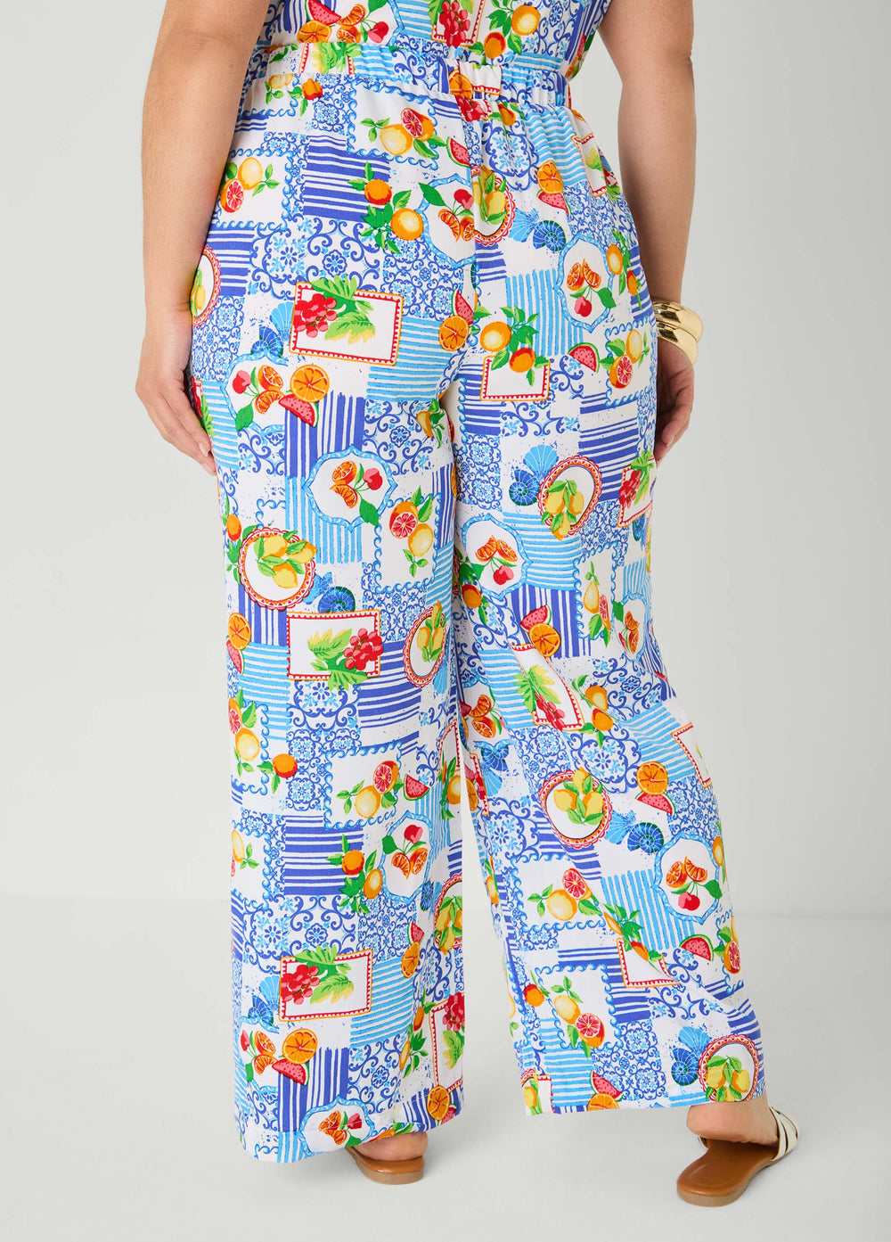 Printed Pull On Pants Blue | Ashley Stewart