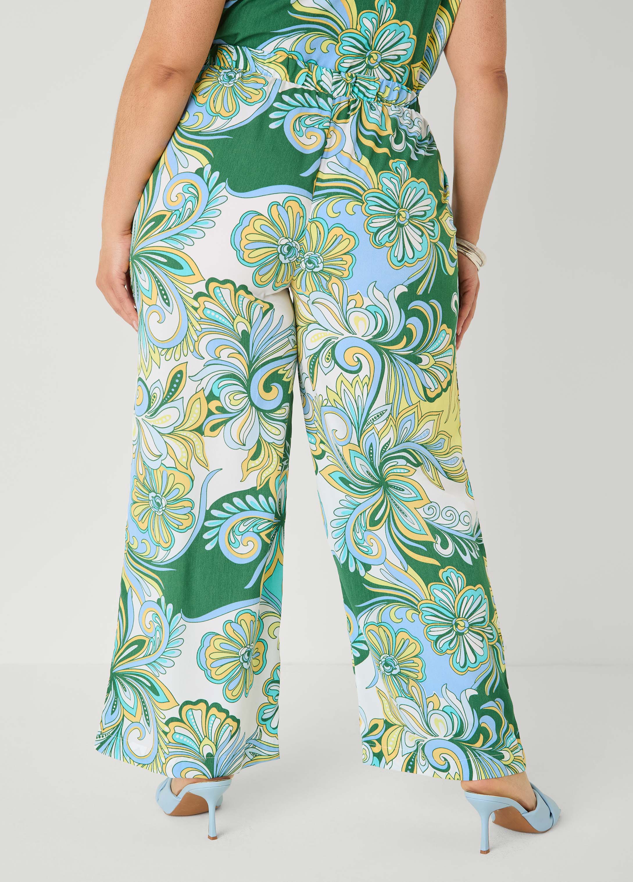 Printed Pull On Pants Blue | Ashley Stewart