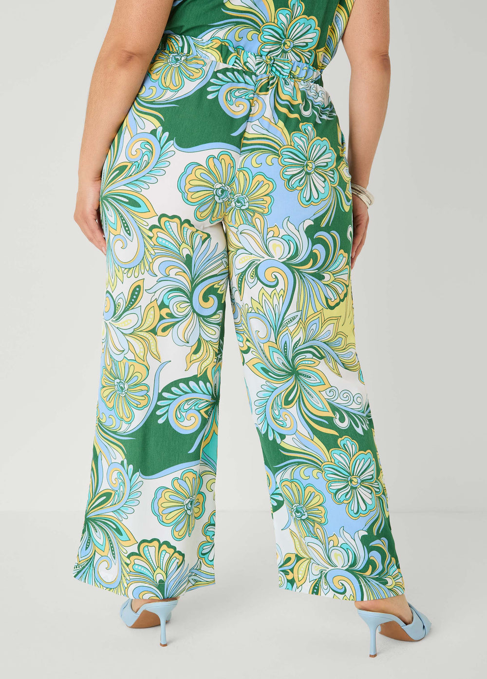 Printed Pull On Pants Blue | Ashley Stewart