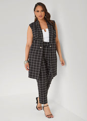 Millennium Checked Ankle Pants Black White | Ashley Stewart
