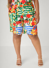 Printed Pull On Shorts Multi | Ashley Stewart