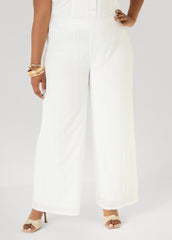 Eyelet Straight Leg Pants White | Ashley Stewart