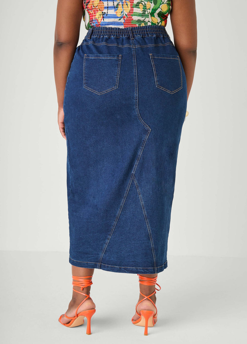 Frayed Denim Maxi Skirt Dk Wash | Ashley Stewart