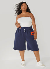 Foldover Drawstring Shorts Peacoat | Ashley Stewart