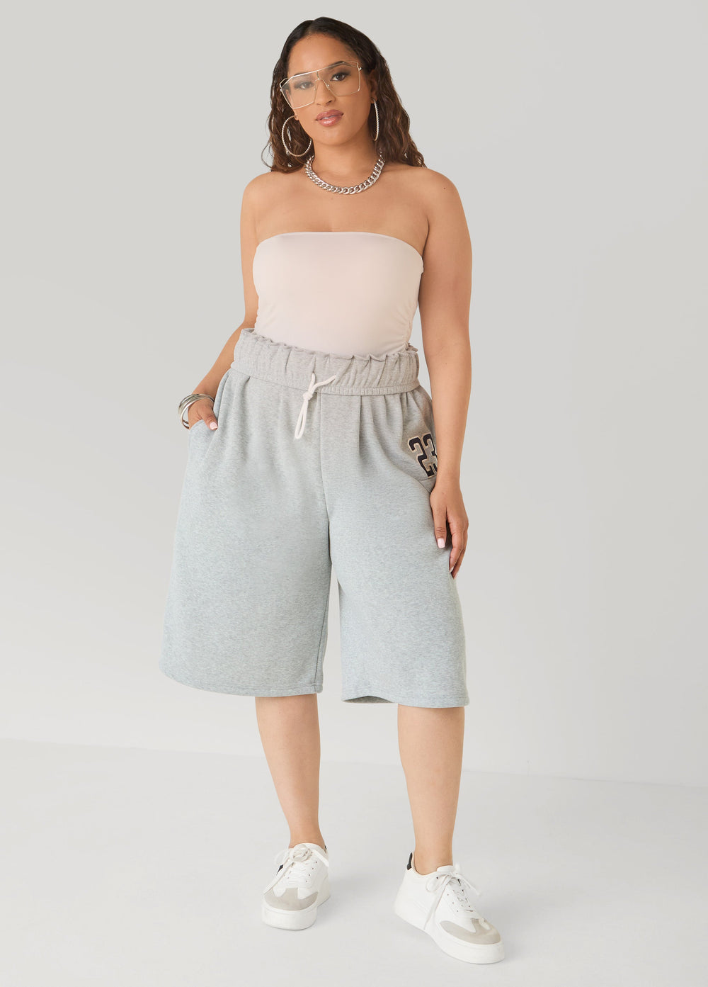 Foldover Drawstring Shorts Peacoat | Ashley Stewart