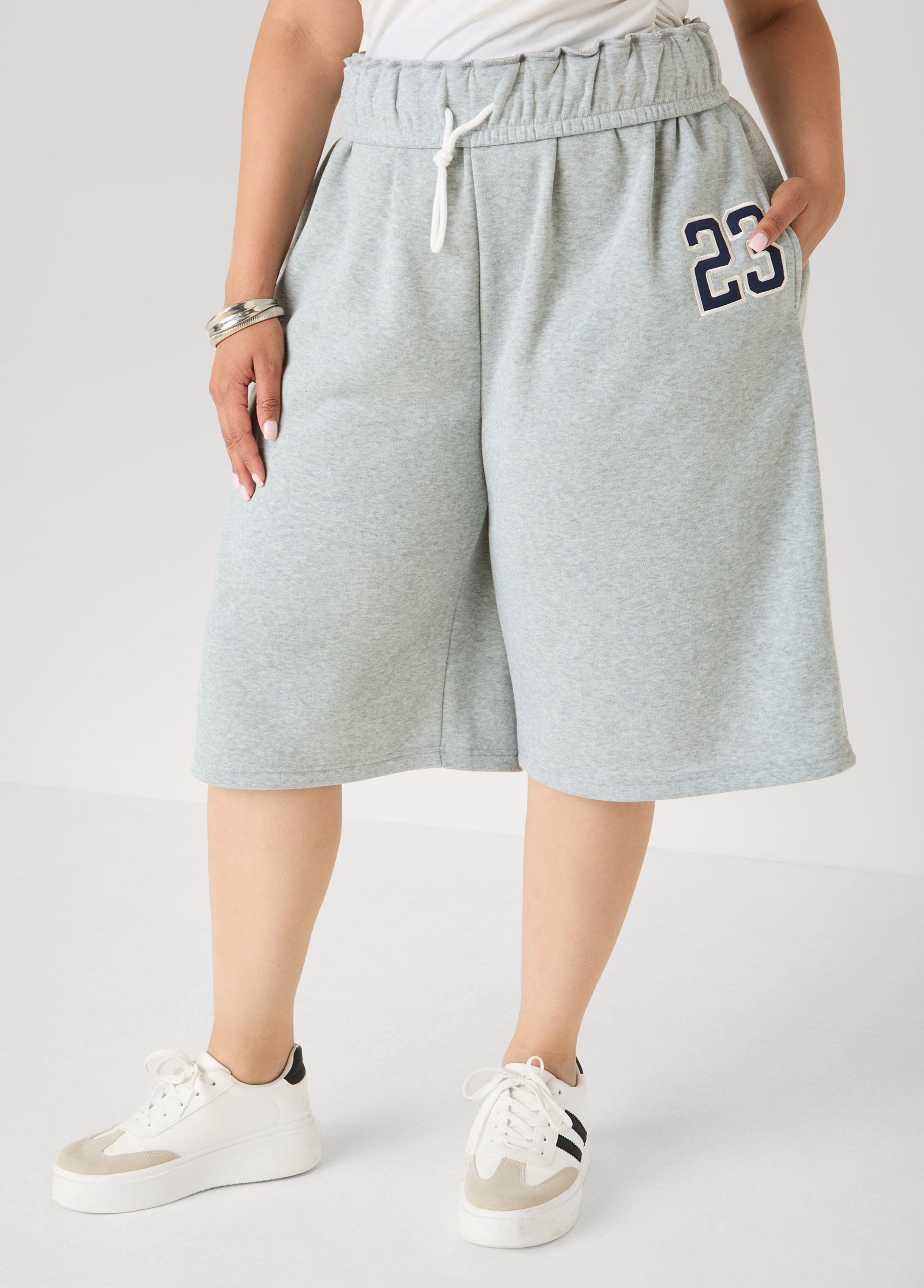 Foldover Drawstring Shorts Peacoat | Ashley Stewart