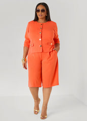 Pleated Crepe Shorts Nasturtium | Ashley Stewart