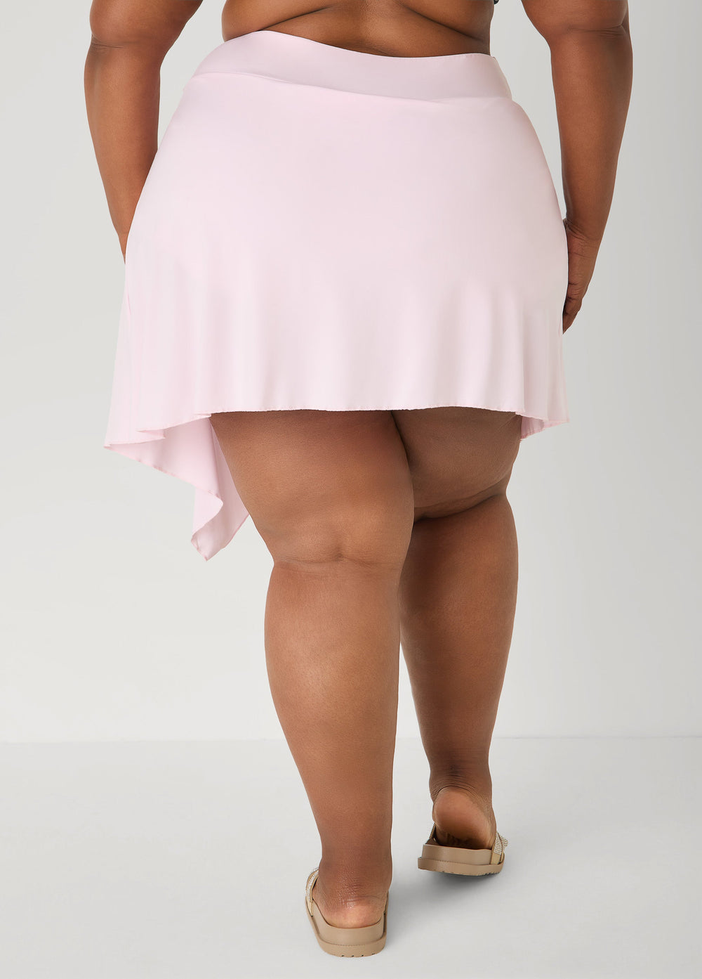 Asymmetric Hem Swim Skort Pink | Ashley Stewart