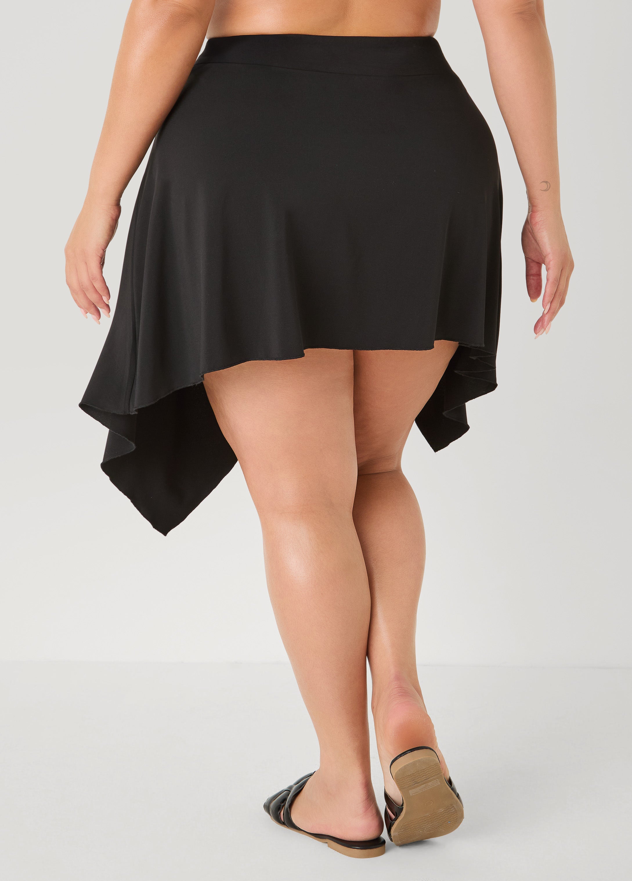 Asymmetric Swim Skort Black | Ashley Stewart