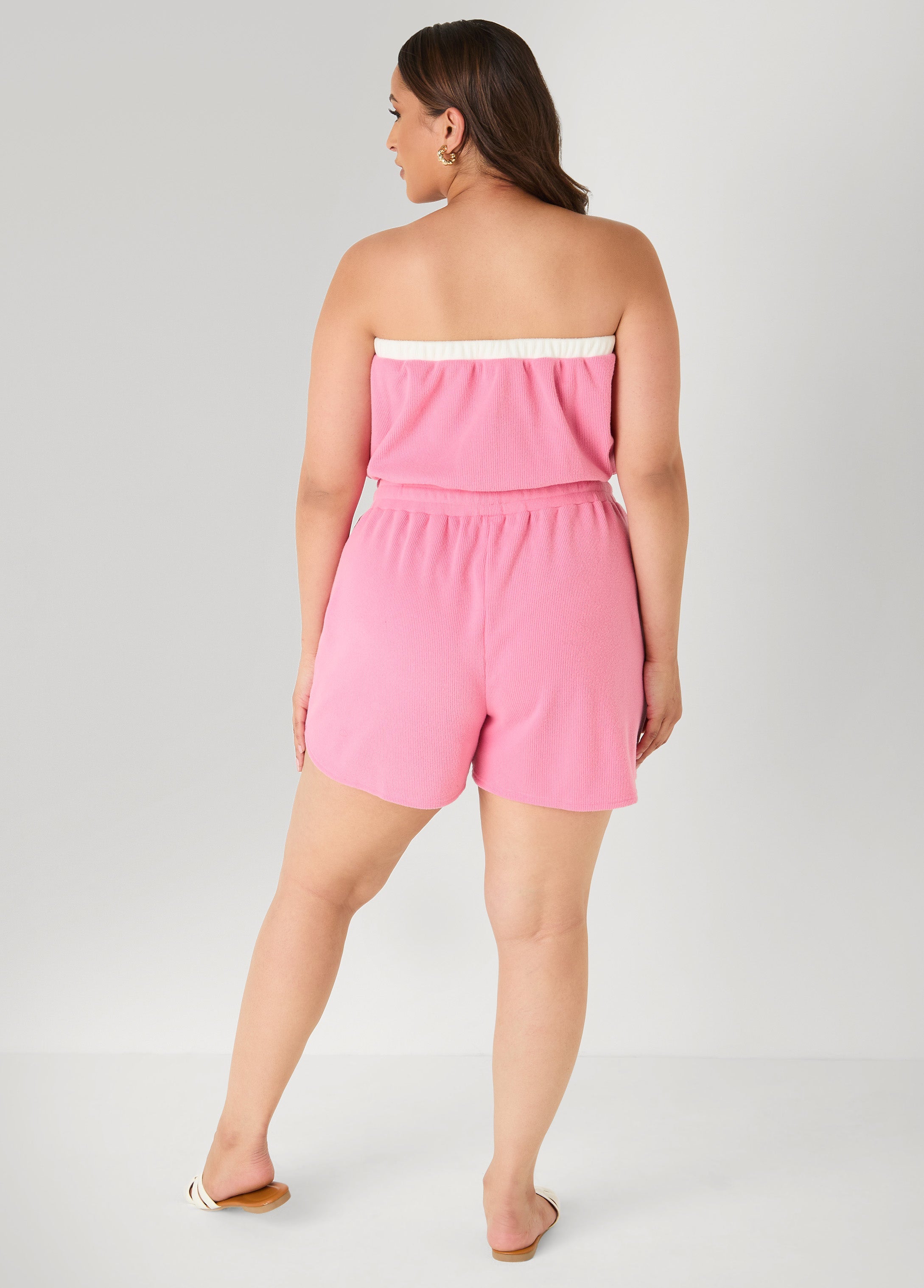 Moon To Noon Strapless Romper Pink | Ashley Stewart
