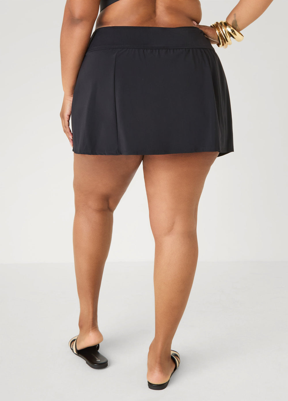 High Waist Swim Skort Black | Ashley Stewart