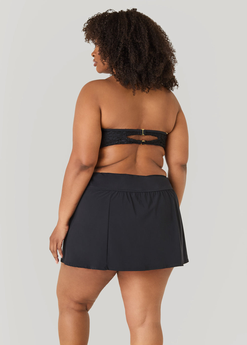 Knitted Halter Bikini Top Black | Ashley Stewart