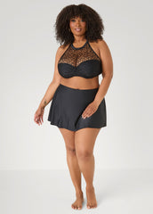 Knitted Halter Bikini Top Black | Ashley Stewart