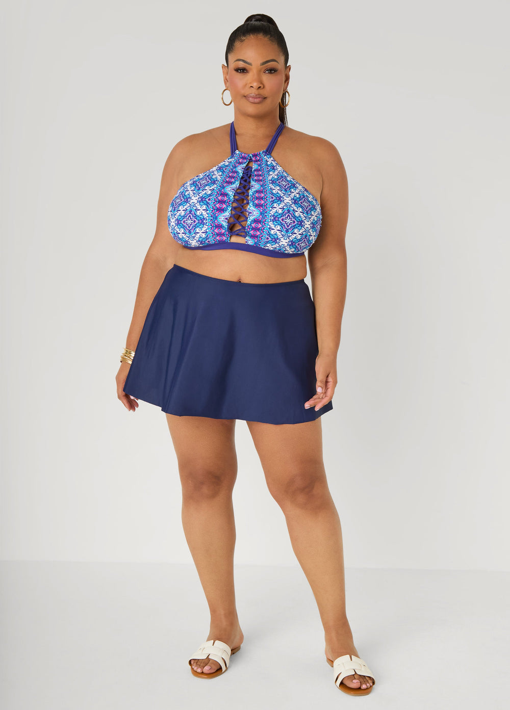 Layered Swim Skirt Navy | Ashley Stewart
