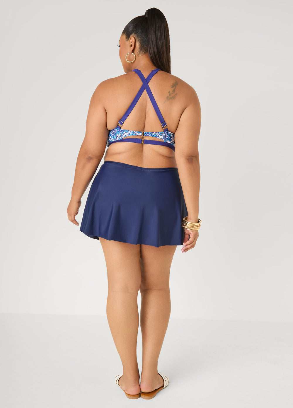 Layered Swim Skirt Navy | Ashley Stewart