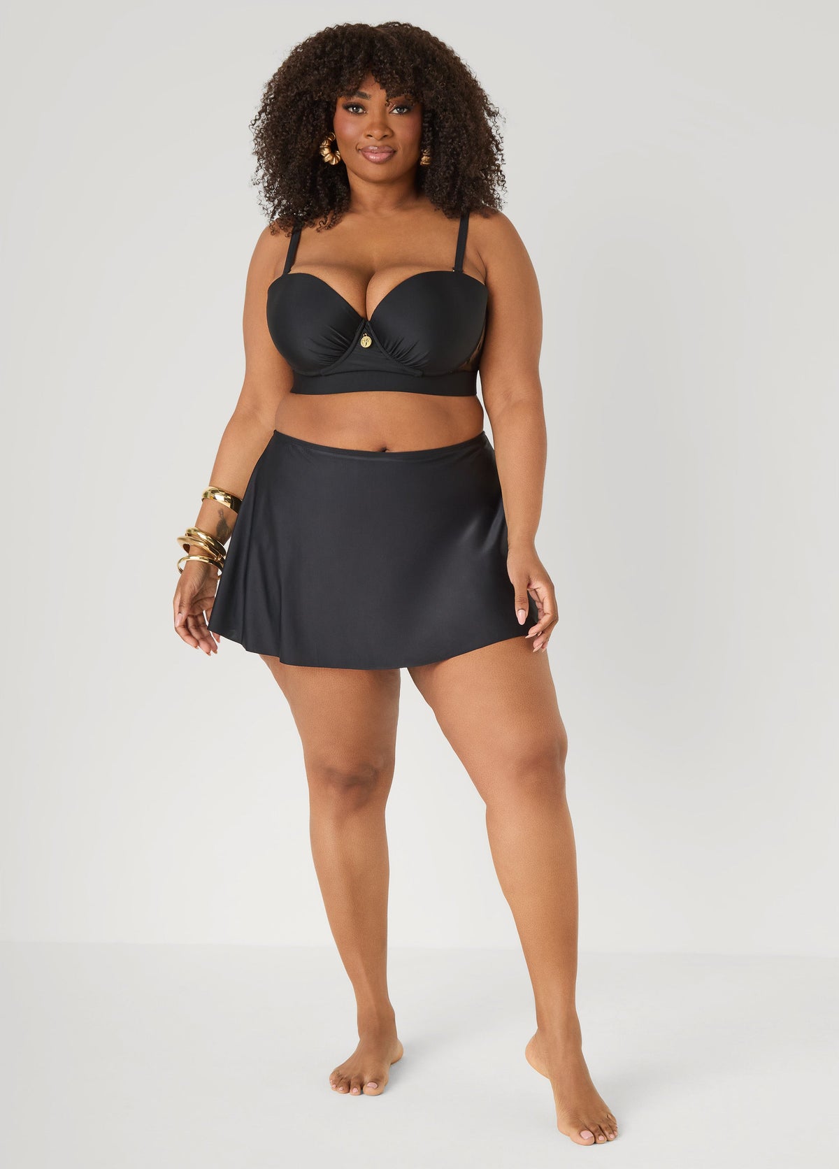 High Waist Swim Skirt Black | Ashley Stewart