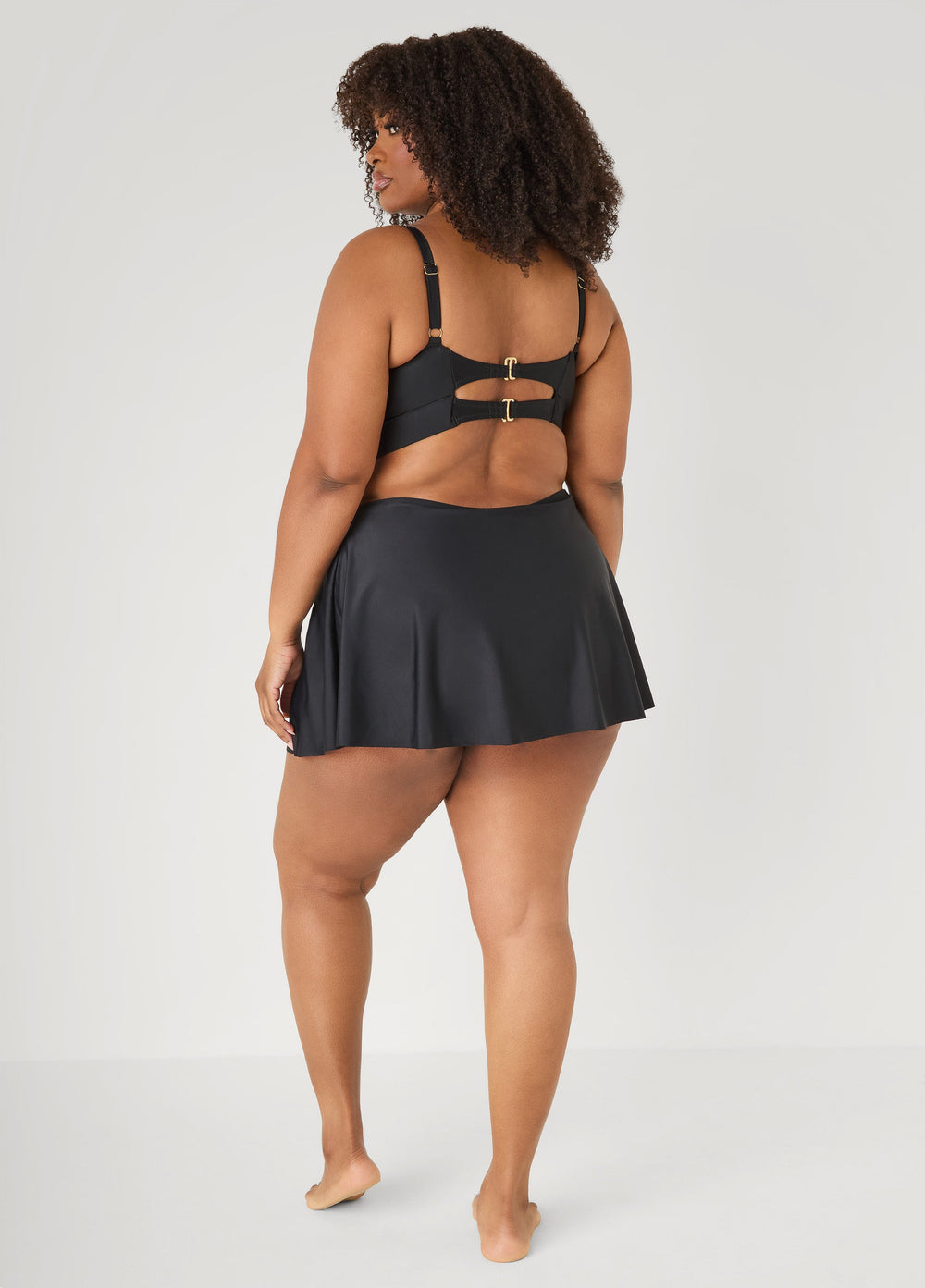 High Waist Swim Skirt Black | Ashley Stewart