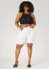 Crochet Bikini Top Black | Ashley Stewart