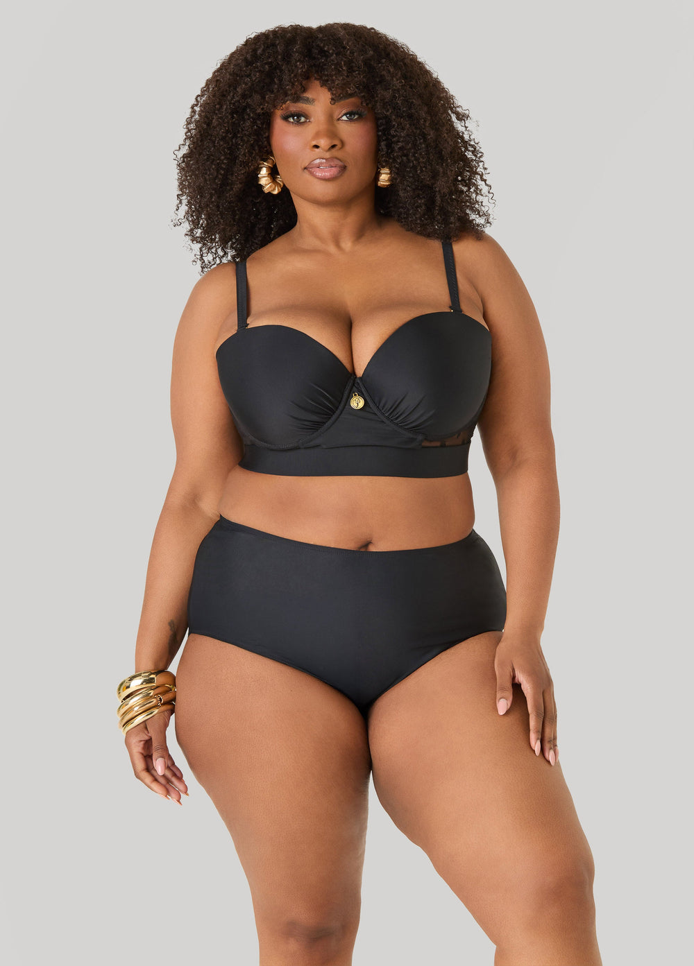 Convertible Mesh Bikini Top Black | Ashley Stewart