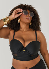 Convertible Mesh Bikini Top Black | Ashley Stewart