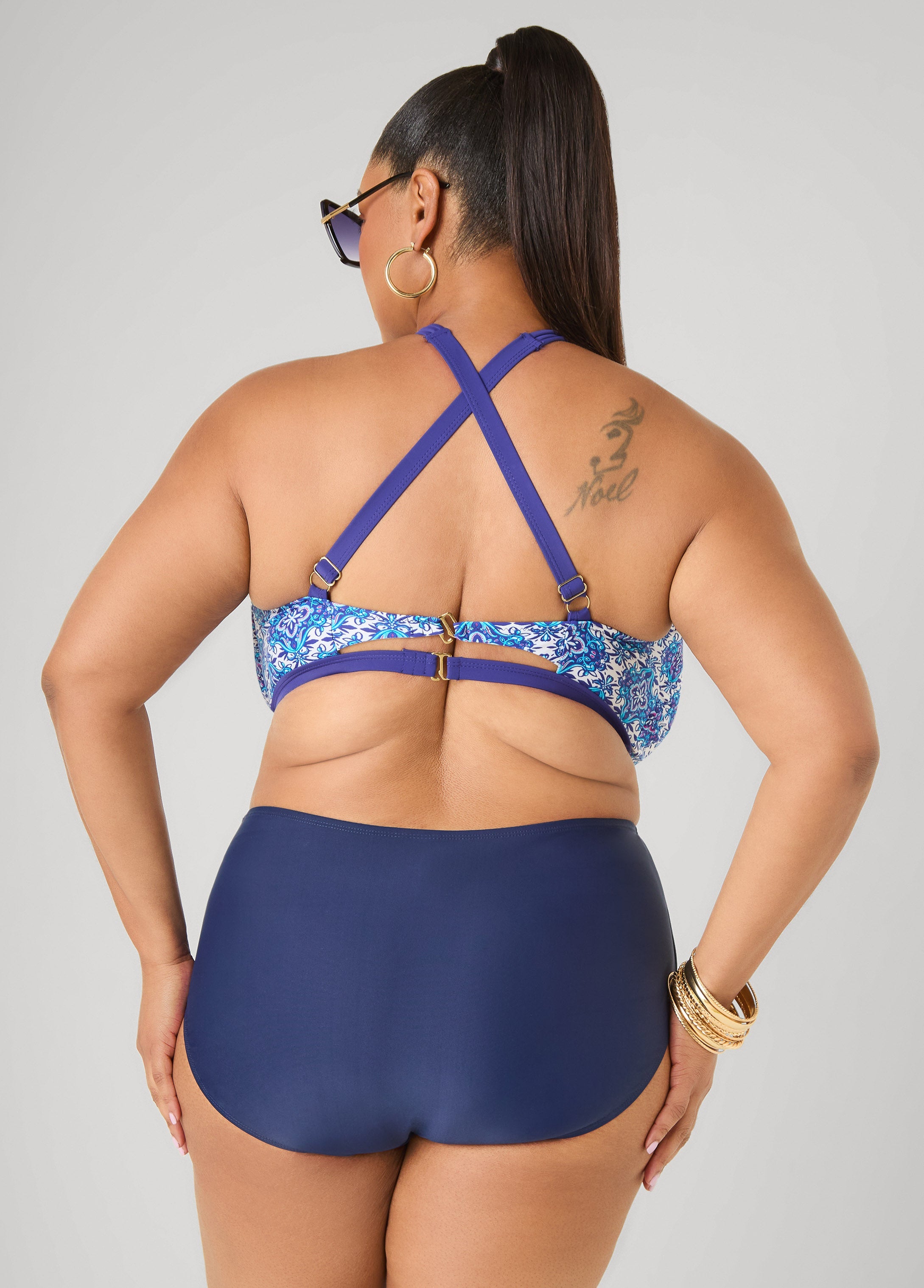 High Rise Swim Briefs Navy | Ashley Stewart