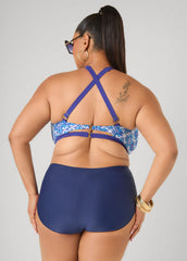 High Rise Swim Briefs Navy | Ashley Stewart