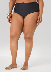 High Waist Swim Briefs Black | Ashley Stewart