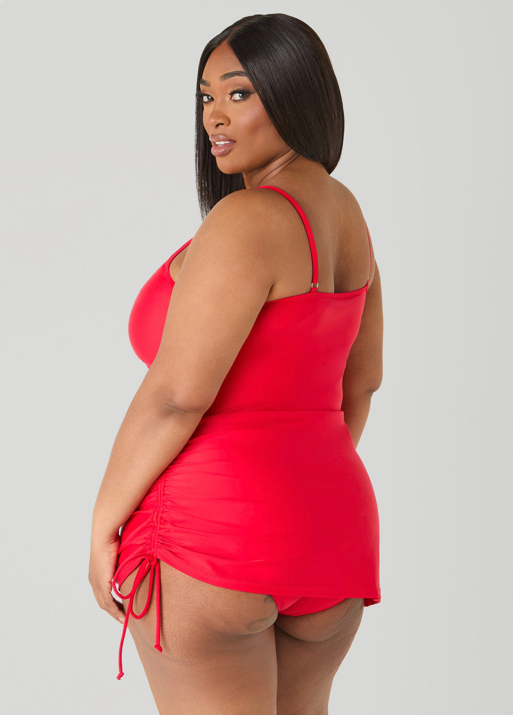 Drawstring Swimdress Poinsettia | Ashley Stewart