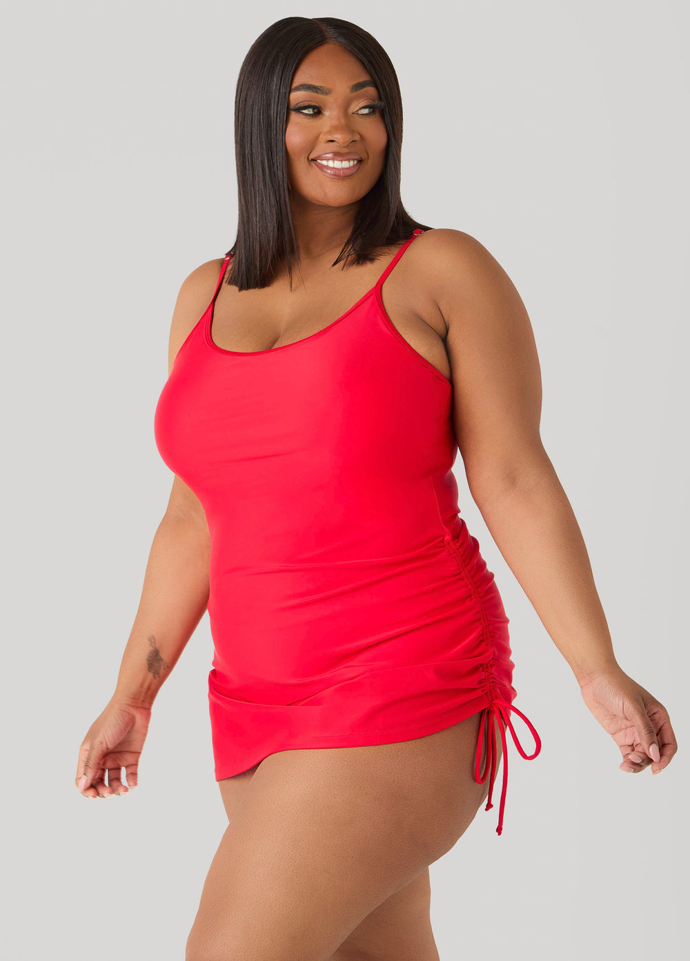 Drawstring Swimdress Poinsettia | Ashley Stewart