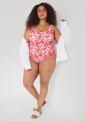 Floral Drawstring Swimsuit Multi | Ashley Stewart