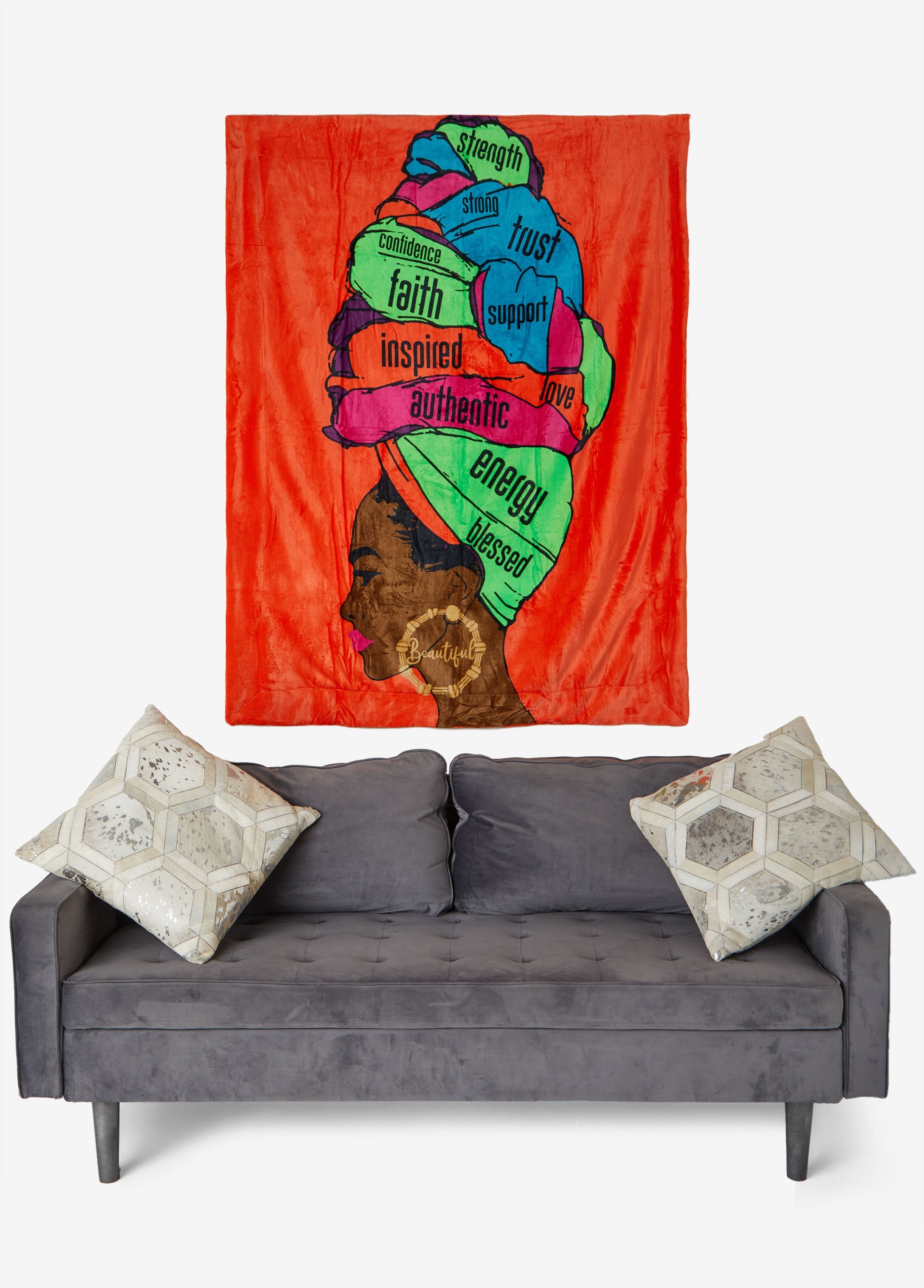 Pardon My Fro™ Adira Blanket Orange | Ashley Stewart