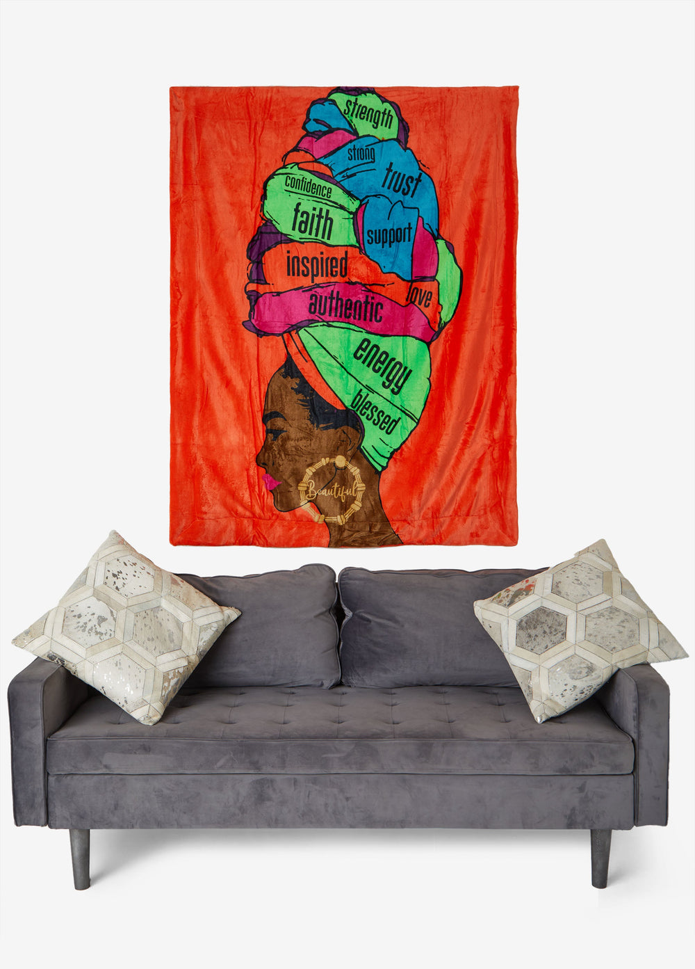 Pardon My Fro™ Adira Blanket Orange | Ashley Stewart